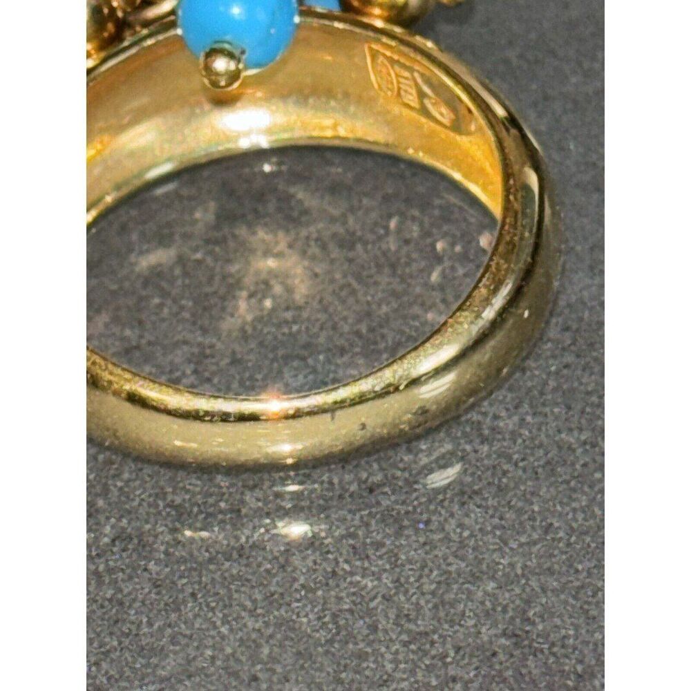 Vintage Veronese 18k Over Sterling Silver With Turquoise Beads Ring Size 5.75 - Picture 3 of 6